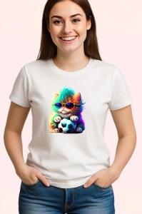 Tricou Pisica curcubeu cu minge si efecte luminoase Copii | Dama | Barbat - Img 3