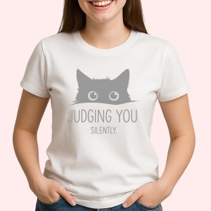 Tricou Pisica judging you - Copii | Dama | Barbat - Img 2