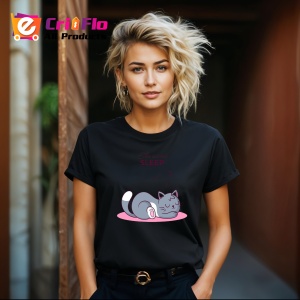 Tricou Pisica Sweet Sleep, din bumbac 100%, tricou negru, Dama | Barbat - Img 6