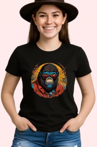 Tricou Pisici indragostite cu flori si inima fundal alb Copii | Dama | Barbat, culoare negru - Img 3