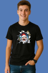 Tricou Pitic Craciun Cu Fundal Inchis Si Braduti Verzi, din bumbac 100% Copii | Dama | Barbat