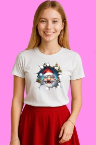 Tricou Pitic Craciun Cu Fundal Inchis Si Braduti Verzi, din bumbac 100% Copii | Dama | Barbat - Img 3