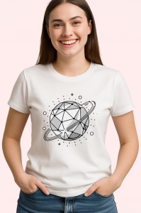 Tricou Planeta Cu Inele Stil Poligonal, Copii | Dama | Barbat