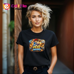 Tricou Play Hard Minge Fotbal Design Flacari V1, din bumbac 100%, tricou negru Copii | Dama | Barbat - Img 8