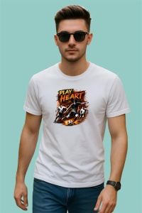 Tricou Play Heart Fotbalist Sut Minge Gri V2, din bumbac 100% , tricou alb pentru Copii | Dama | Barbat - Img 3