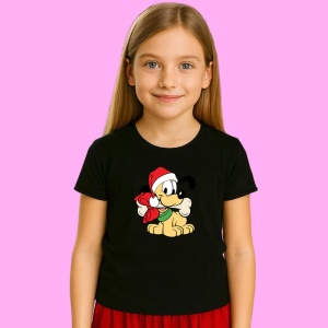 Tricou Pluto Cu Fular Rosu Festiv, din bumbac 100% Copii | Dama | Barbat - Img 3