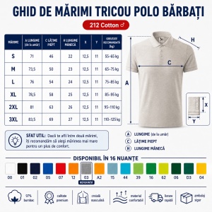 Tricou Polo Bărbați Malfini Cotton 212, 100% Bumbac, 170 g/m², Guler Polo, 16 Culori, Mărimi S-3XL - Img 4