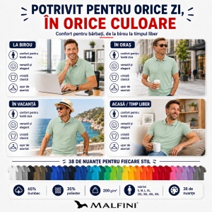 Tricou Polo Bărbați Malfini Pique Polo – , 38 Culori, Mărimi S-5XL, 65% Bumbac - Img 9