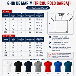 Tricou Polo Bărbați Malfini Premium Perfection Plain, 95% Bumbac, 5% Elastan, Slim Fit, 200 g/m², Guler Contrast - Img 4