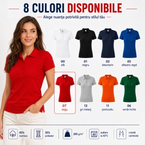 Tricou polo cambrat Femei | 8 culori disponibile - R23 - Img 9