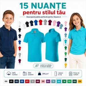 Tricou Polo Copii Tip Tommy, cu Guler, pentru Școală, Fete și Băieți, 4–12 Ani - Img 8
