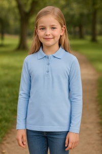 Tricou Polo cu Mâneci Lungi pentru Fete Bluza Polo Copii