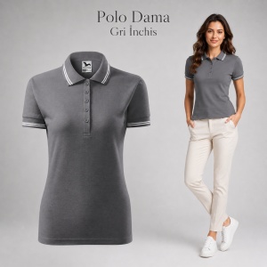 Tricou Polo Damă cu dungi la guler, bumbac 65%, marimi XS - 2XL - 19 nuanțe - Img 14