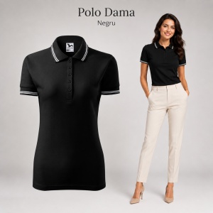 Tricou Polo Damă cu dungi la guler, bumbac 65%, marimi XS - 2XL - 19 nuanțe - Img 24