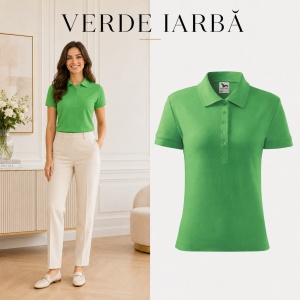 Tricou Polo Damă Malfini Cotton, 100% Bumbac, Croială Cambrată, Guler Polo Raiat, 5 Nasturi, 17 Culori, Mărimi XS–2XL - Img 26