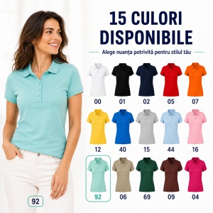 Tricou Polo Damă Malfini Pique Polo Free F10 – 65% Bumbac, 200 g/m², Label Free, XS–2XL