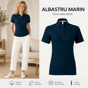 Tricou Polo Damă Malfini Prime GOTS 235 – 100% Bumbac Organic, 200 g/m², Croială Cambrată - Img 18