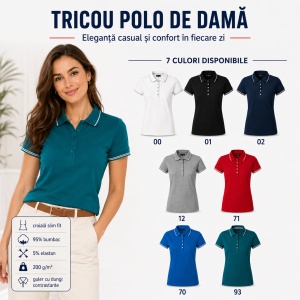 Tricou Polo Damă Premium Malfini 253 Perfection Plain, 95% Bumbac 5% Elastan, Croială Slim Fit, 200 g/m², S 2XL, 7 Culori - Img 10