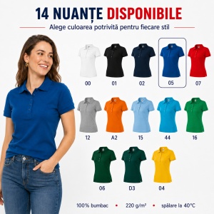 Tricou Polo Damă Slim Fit 100% Bumbac – Casual Office, Guler Polo, XS-2XL | 13 Culori | 216 - Img 8