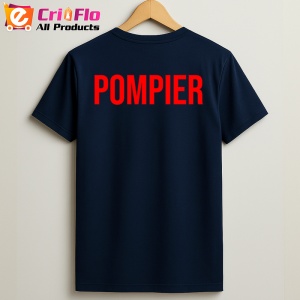 Tricou POMPIERII, Personalizat | Unisex Dama si Barbat, Albastru Inchis - Img 2