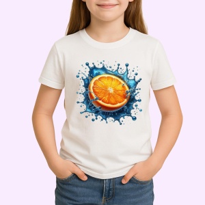 Tricou Portocala in jet de apa, Fructe, Copii | Dama