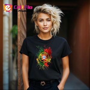 Tricou Portugal Steag Splash Art, Copii | Dama | Barbat, culoare negru - Img 12