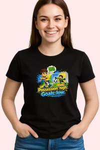 Tricou Possession High Goals Low Copii Fotbal V1, din bumbac 100%, tricou negru Dama | Barbat - Img 2