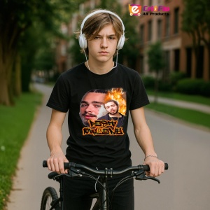 Tricou Post Malone - Flames Style, muzica RAP, Dama | Barbat | Copii, Culoare Negru - Img 10