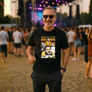 Tricou Post Malone - Yellow Mood, muzica POP, Dama | Barbat | Copii, Culoare Negru - Img 9