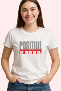 Tricou Pozitive Energy Baterie Rosie, din bumbac 100% , tricou alb pentru Copii | Dama | Barbat - Img 2