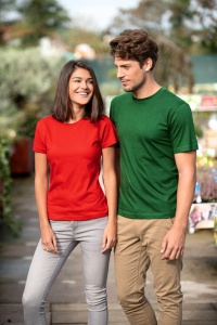 Imagine de prezentare pentru tricou premium dama din bumbac organic cu femeie si barbat