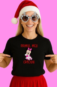 Tricou Primul Meu Craciun Minnie 2, din bumbac 100% Copii | Dama | Barbat - Img 3