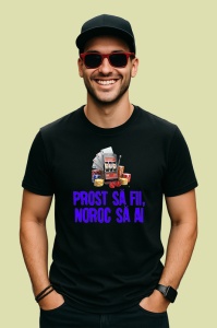 Tricou prost sa fii noroc sa ai mesaj ironic cu pacanele, Copii | Dama | Barbat , tricou negru