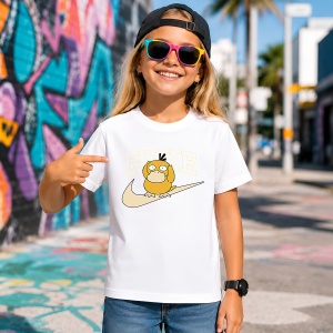 Tricou Psyduck Pokemon Bej Logo Minimalist Urban Street Design, din bumbac 100% Copii | Dama | Barbat - Img 4