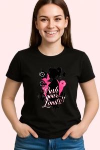 Tricou Push Your Limit Silueta Femeie Haltere, Copii | Dama | Barbat, culoare negru - Img 3