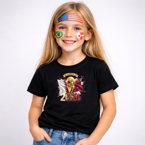 Tricou Qatar World Cup 2026 Fifa V2, din bumbac 100%, tricou negru, Copii | Dama | Barbat - Img 2