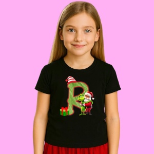 Tricou R Litere Craciun Cu Mos Si Grinch, din bumbac 100% Copii | Dama | Barbat - Img 2