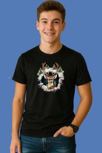 Tricou Ren Cu Braduti Si Decor Craciun, din bumbac 100% Copii | Dama | Barbat - Img 2