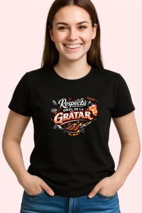 Tricou Respectul Se Castiga La Gratar Amuzant V2, din bumbac 100%, tricou negru Dama | Barbat
