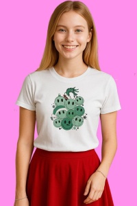 Tricou Retro Happy Christmas Smiley Face Grinch Hand, din bumbac 100%, tricou alb, Copii | Dama | Barbat - Img 2