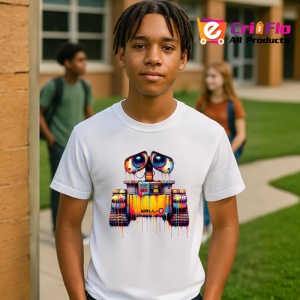 Tricou Robot wall e stil graffiti colorat Copii | Dama | Barbat - Img 4