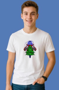 Tricou Robot With Christmas Tree, din bumbac 100% Copii | Dama | Barbat