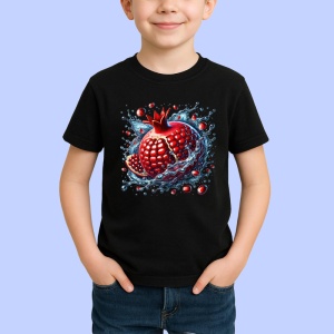Tricou Rodie in valuri de apa, Fructe, Copii | Dama, culoare negru