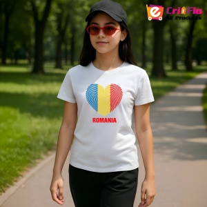 Tricou Romania inima amprenta tricolor |Colectia Tricouri Romania
