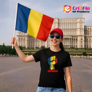 Tricou Romania Putere Dreptate Tricolor Negru |Colectia Tricouri Romania