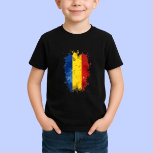 Tricou Romania Steag Splash Art, Copii | Dama | Barbat, culoare negru - Img 3
