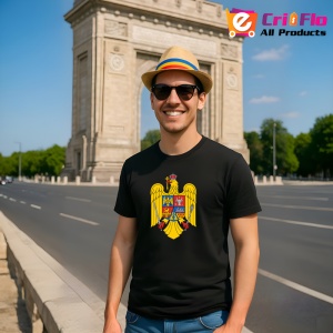 Tricou Romania Stema Negru |Colectia Tricouri Romania - Img 9