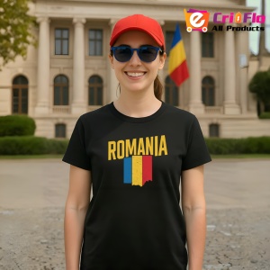 Tricou Romania tricolor old cu text Negru |Colectia Tricouri Romania - Img 4