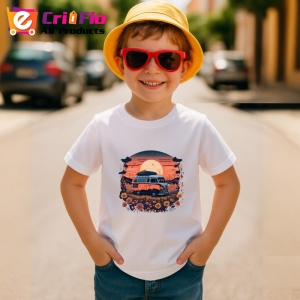 Tricou Rulota hippie cu flori si camp de floarea soarelui 2 Copii | Dama | Barbat - Img 10