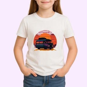 Tricou Rulota hippie cu flori si camp de floarea soarelui Copii | Dama | Barbat - Img 4